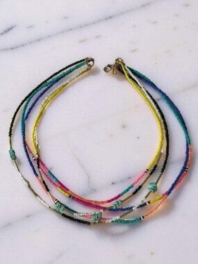 NWOT Vintage Express Boho Layered Necklace | Seed Bead Turquoise Multi-Strand